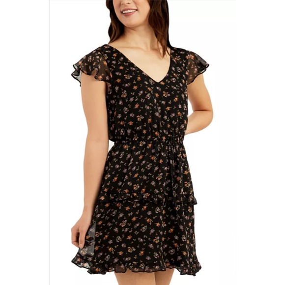 The General Good V-Neck Flutter-Sleeve Fit & Flare Tiered Dress - Picture 1 of 14